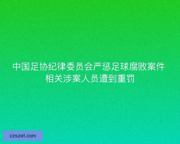中国足协纪律委员会严惩足球腐败案件 相关涉案人员遭到重罚
